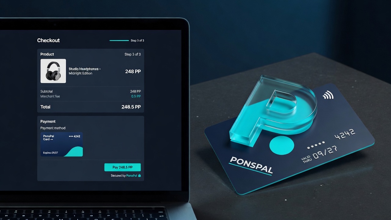 Laptop checkout paying 248.5 PP with PonsPal Card